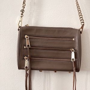 Rebecca Minkoff 5 Zip Crossbody Purse in Putty/Mushroom color
